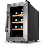 IKOHS WINECOOLER WOOD S Weinkühlschrank 8 Flaschen 23 l 60 W LED-Licht digitales Display 3 Einlegeböden doppelte Isolierung Temperaturzonen von 8-18 Grad Edelstahl