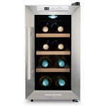 IKOHS WINECOOLER WOOD S Weinkühlschrank 8 Flaschen 23 l 60 W LED-Licht digitales Display 3 Einlegeböden doppelte Isolierung Temperaturzonen von 8-18 Grad Edelstahl