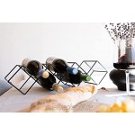 LaLe Living Weinregal Kaya aus Eisen in Schwarz für 7 Weinflaschen mit dem Maß 54 x 13cm zur Aufbewahrung Lagerung von Wein- und Wasserflaschen im geometrisches Design