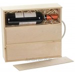 LAUBLUST Holzkiste für 3 Weinflaschen ca. 35 x 32 x 11 cm Natur FSC® Weinkiste mit Schiebe-Deckel & Trageseil