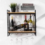Tinyuet Weinregal zur Wandmontage 54,9 cm rustikaler Metall-Weinhalter elegante Aufbewahrungsglashalterung für Küche Esszimmer Wein Keller Bar
