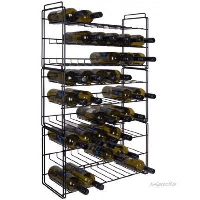Weinregal Flaschenregal System SAUVIGNON aus Metall schwarz 3er-Set stapelbar erweiterbar 54 Flaschen H 99 x B 56 x T 22 cm
