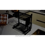 BRIAN & DANY Gewürzregal mit 2 Etagen Aufbewahrungsregal aus Edelstahl für die Küchenarbeitsplatte mit Besteckhalter & Schneidbrettregal schwarz