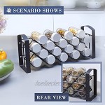 Wrei Gewürzregal mit 18 Gewürzgläsern für Küchenschrank und Arbeitsfläche aus 18 Gewürzgläsern und Labeln Gläser mit Aluminium