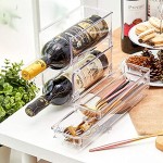 EZOWARE 4er-Set Weinregal Organizer aus Kunststoff Stapelbares Flaschenregal ideal für Küche und Kühlschrank Transprent