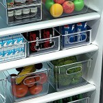 FINEW Set von 4 Stapelbare Kühlschrank Organizer 2 Große 2 Mittel Aufbewahrungsbox für Gefriergeräte Küchenarbeitsplatten und Schränke Clear Plastic Pantry Lebensmittelaufbewahrung- BPA Frei
