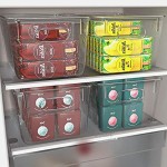 FINEW Set von 4 Stapelbare Kühlschrank Organizer 2 Große 2 Mittel Aufbewahrungsbox für Gefriergeräte Küchenarbeitsplatten und Schränke Clear Plastic Pantry Lebensmittelaufbewahrung- BPA Frei