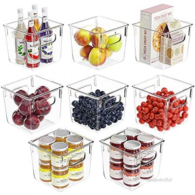 Huolewa Set mit 8 Vorratsbehältern Kühlschrank-Organizer mit Griff für Speisekammer Kühlschrank Gefrierschrank Küchenarbeitsplatten Schränke Badezimmer – BPA-frei