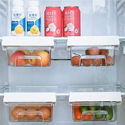 JVtech Kühlschrank Organizer Bin Kühlschrank Schubladen Organizer mit Griff Kühlschrank Regalhalter Ausziehbare Aufbewahrungsbox Klarer Behälter für Lebensmittel Getränke Eier