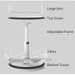 Lazy Susan Drehteller mit 2 Ebenen um 360 Grad drehbar höhenverstellbar mit herausnehmbaren Behältern für Küche Speisekammer Snack Obst Make-up