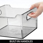 mDesign 2er-Set Ablagebox mit integrierten Griffen – transparente Aufbewahrungsbox mit ansprechendem Design – ideal zur Kosmetikaufbewahrung im Bad – rauchgrau