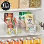 mDesign 2er-Set Aufbewahrungsbox aus Kunststoff – ideal zur Küchen Ablage im Küchenschrank oder als Kühlschrankbox – offenes Design mit integriertem Griff und drei Fächern – durchsichtig