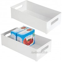 mDesign 2er-Set Aufbewahrungsbox mit Griffen – praktische Kühlschrankbox zur Lebensmittelaufbewahrung – tiefe Ablage aus BPA-freiem Kunststoff für den Küchen- oder Kühlschrank – weiß