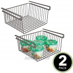 mDesign 2er-Set Hängekorb aus rostbeständigem Metall – Aufbewahrungskorb für die Küche und Vorratskammer – robuster Drahtkorb für Lebensmittel und Küchenutensilien – bronzefarben