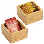 mDesign 2er-Set Schubladeneinsatz für die Küche – modulare Schubladenbox für Küchenaccesoires und mehr – Organizer aus Bambus für die Schublade – hellbraun