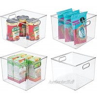 mDesign 4er-Set Kühlschrankbox – Kunststoffkiste für Obst Konserven Medikamente und vieles mehr – große Aufbewahrungsbox aus BPA-freiem Kunststoff für Küche und Speisekammer – durchsichtig