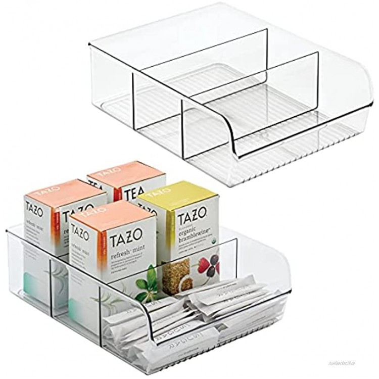 mDesign Aufbewahrungsbehälter für Lebensmittel aus Kunststoff 6 Fächer 2 Stück transparent