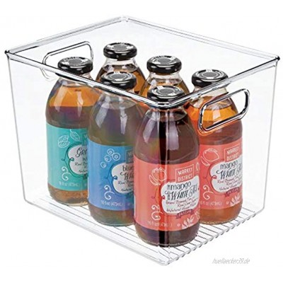 mDesign Aufbewahrungsbox mit Griffen – mittelgroße Kühlschrankbox zur Lebensmittelaufbewahrung – Kiste aus BPA-freiem Kunststoff für den Küchen- oder Kühlschrank – durchsichtig