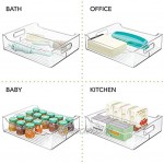 mDesign Aufbewahrungsbox mit Griffen – zweigeteilte Kühlschrankbox zur Lebensmittelaufbewahrung – Ablage aus Kunststoff für den Küchen- oder Kühlschrank – durchsichtig