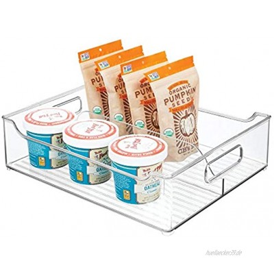 mDesign Aufbewahrungsbox mit Griffen – zweigeteilte Kühlschrankbox zur Lebensmittelaufbewahrung – Ablage aus Kunststoff für den Küchen- oder Kühlschrank – durchsichtig