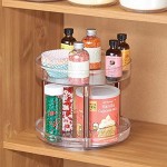 mDesign Lazy Susan Küchenregal zweistöckig – praktisches Gewürzregal für Küchenschrank oder Arbeitsplatte – drehbarer Gewürzhalter aus BPA-freiem Kunststoff – durchsichtig und rotgold
