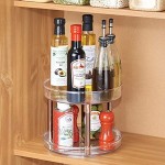 mDesign Lazy Susan Küchenregal zweistöckig – praktisches Gewürzregal für Küchenschrank oder Arbeitsplatte – drehbarer Gewürzhalter aus BPA-freiem Kunststoff – durchsichtig und rotgold