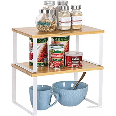 Regaleinsätze für Küchenschrank | Küchenregal Organizer stapelbar und erweiterbar Lagerregal für Küchenzubehör Gewürze Tasse 2er Set
