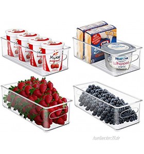 Sorbus Aufbewahrungsbehälter aus Kunststoff stapelbar transparent für die Aufbewahrung von Küche Kühlschrank Lebensmitteln Snacks Speisekammer Obst Gemüse Badezimmer-Zubehör 4er-Pack