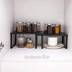 Tuenort Küchenregal Aufbewahrung für Küchenschrank zum Ausziehen Stapelbar Lagerregal Schwarz