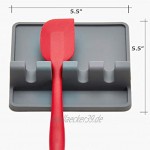 2er Pack Kochlöffelablage aus Silikon | BPA freie Küchenhelfer & Küchenutensilien Ablage | hitzebeständige Utensilienablage & Besteckhalter zur Löffelablage | Küchen Gadgets Zubehör Grey
