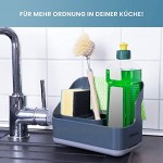 cookenia Spülbecken Organizer Sink Caddy als Schwammhalter Spülorganizer Spültuchhalter der Ordnungshelfer in Ihrer Küche grau