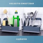 cookenia Spülbecken Organizer Sink Caddy als Schwammhalter Spülorganizer Spültuchhalter der Ordnungshelfer in Ihrer Küche grau