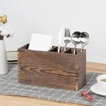 Utensilienhalter Küche Holz mit 4 Verstellbaren Fächern Verbesserte Version Besteck Organizer für Arbeitsplatte