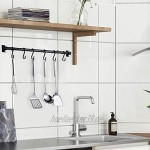 Zeroall Küchenutensilienhalter Küchenleiste Küchenreling Aluminiumlegierung Wandmontage Küchen Hängeleiste Stange Hakenleiste mit 6 Beweglichen S Haken für KüchenutensilienSchwarz