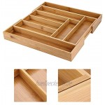 8 Fächer Schubladeneinsatz Bambus Besteckfach Erweiterbare Besteckkasten Küchenorganizer Besteckeinsatz aus Bambus für Küchen-Schubladen 54,2 * 43,2 * 5 cm