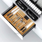 Besteckkasten aus Bambus für Besteck erweiterbarer Besteckhalter mit Trennwand 33 54,9 cm Besteckaufbewahrung und herausnehmbarem Messerblock
