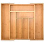 HEIMWERT Schubladen Organizer Ordnungssystem Besteckkasten 8 Fächer individuell ausziehbar Trenner für Schublade in Küche und Schreibtisch Büro Aufbewahrung mit Trennwand drawer aus Bambus