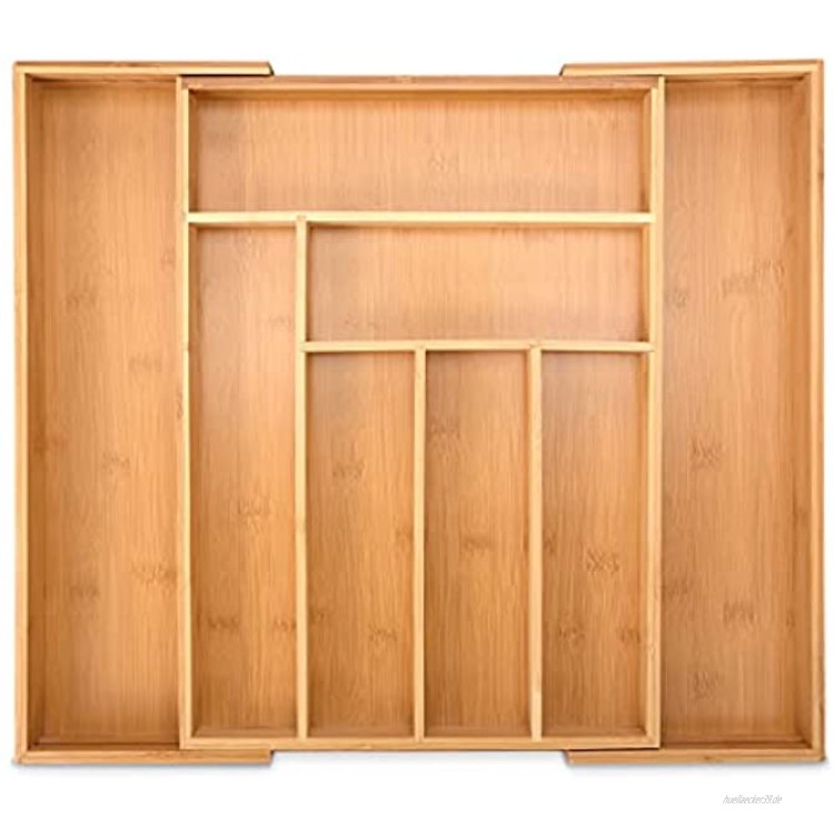 HEIMWERT Schubladen Organizer Ordnungssystem Besteckkasten 8 Fächer individuell ausziehbar Trenner für Schublade in Küche und Schreibtisch Büro Aufbewahrung mit Trennwand drawer aus Bambus