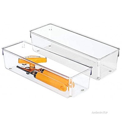 iDesign Linus Schubladenorganizer großer Schubladeneinsatz aus Kunststoff für Utensilien 2er-Set Aufbewahrungsboxen durchsichtig