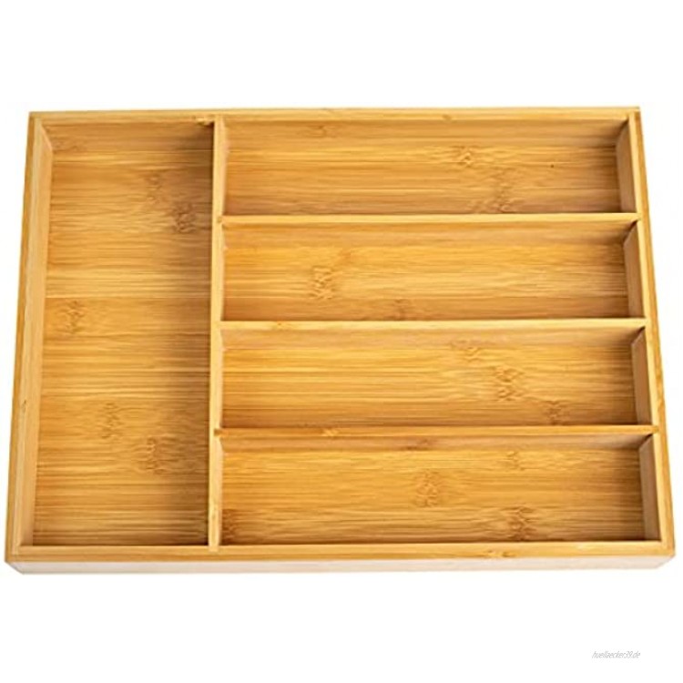 KITCHENMASTER Besteckkasten Schublade aus Bambus Besteckeinsatz 5 Fächer 35,5 x 26,5 x 5 cm