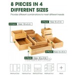 Kootek 8 Stück Bambus Schublade Organizer Utensilienablage Küche Aufbewahrungsbox 4 Größen Vielseitige Trennwände Besteckhalter Behälter für Besteck Küchenutensilien