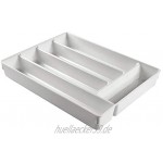 mDesign Besteckkasten aus Kunststoff – praktischer Schubladen Organizer für die Küche – rutschfester Besteckeinsatz mit 5 Fächern für Küchenutensilien – hellgrau