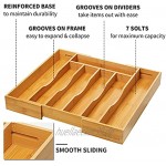 oridom Schubladen-Organizer aus Bambus erweiterbarer Besteckkasten für Schublade Utensilienhalter und Besteckeinsatz mit gerillten Schubladeneinteilern für Besteck und Küchenutensilien Natur
