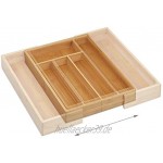 Relaxdays Besteckkasten ausziehbar Bambus Schubladeneinsatz hoch 6,5x38x35,5 cm Besteckeinsatz für Schubladen Natur