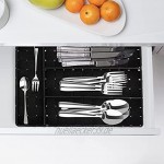 Relaxdays Besteckkasten Schubladeneinsatz mit 4 Fächern für Küchenbesteck geflochten HxBxT 4,5 x 26 x 36 cm schwarz 10030252 46
