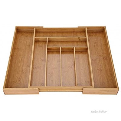 Schubladeneinsatz mit 8 Fächern  Bambus Erweiterbare Besteckkasten Küchenorganizer Besteckeinsatz Besteckfach für Schubladen 54,2 * 43,2 * 5 cm