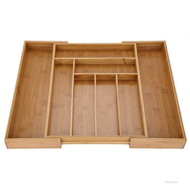Schubladeneinsatz mit 8 Fächern Bambus Erweiterbare Besteckkasten Küchenorganizer Besteckeinsatz Besteckfach für Schubladen 54,2 * 43,2 * 5 cm