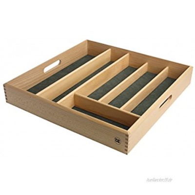 T&G Woodware Besteckkasten aus FSC-zertifiziertem Buchenholz mit grünem Innenfutter Größe: 38,2x 38,2x 6cm