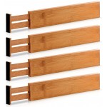 Bambusi Schubladen-Organizer mit Federung verstellbar und ausziehbar aus 100 % Bio-Bambus ideal für Küche Kommode Schlafzimmer Baby-Schublade Badezimmer Schreibtisch.