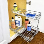 Lynk Professional Under Sink Cabinet Organizer Pull Out Two Tier Sliding Shelf 11.5w x 21d x 14h-Inch Chrome